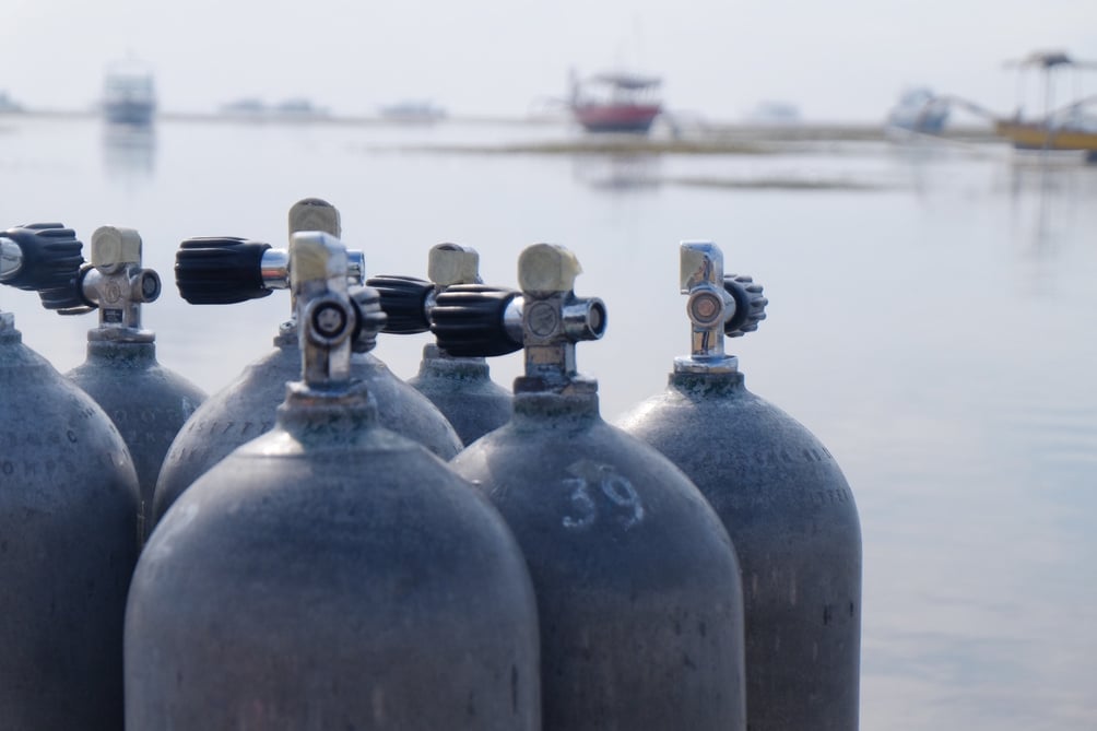 The oxygen tank for scuba diving in bali Indonesia