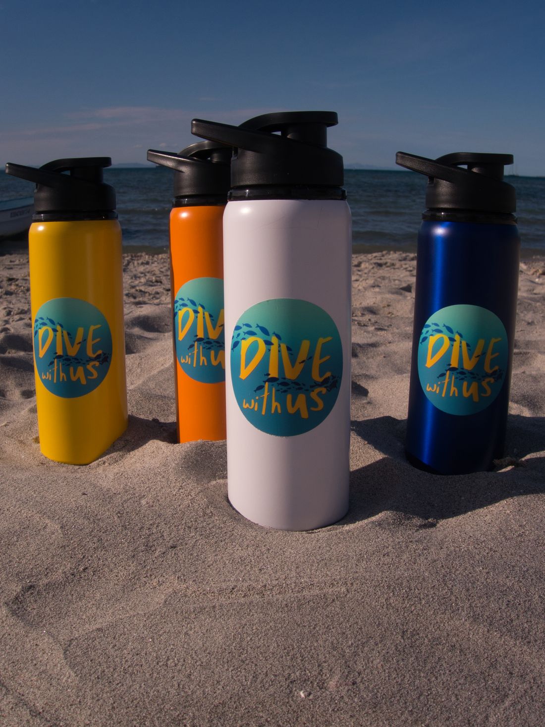 Gourde Dive With Us blanc pur, La Paz Mexique